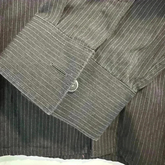 CALVIN KLIEN BLACK COTTON BUTTON DOWN WITH WHITE PIN STIPES SIZE XXL/TTG - Picture 6 of 8